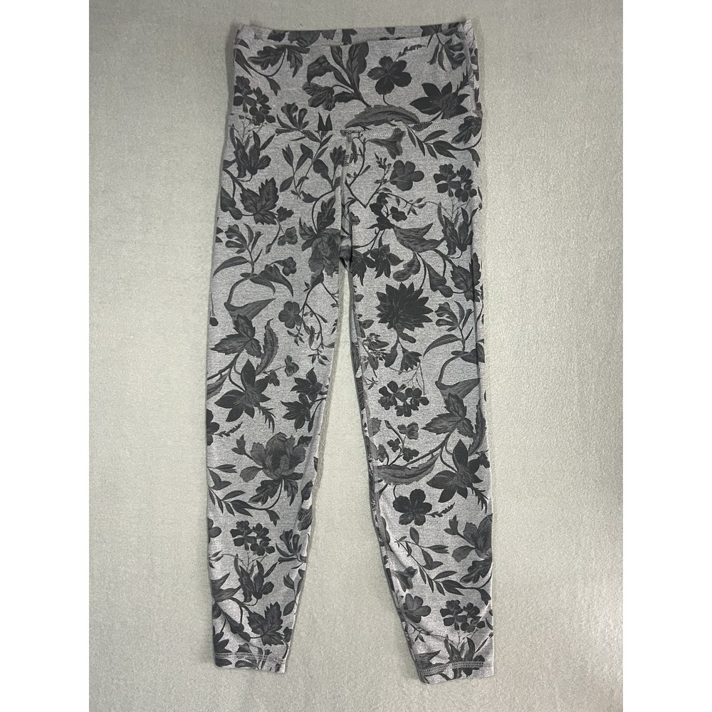 Old Navy Active Women's Go-Dry Floral Leggings Size S Small Gray Black Ankle